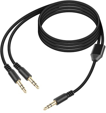 GELRHONR 0,9 m 3,5 mm audio aux-splitter, jackkabel 3,5 hane till 2 hanar, 1/8 aux Y-splitter för hörlurar, högtalare, telefoner, bärbar dator (1 till 2)