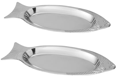 jojofuny Platos de Acero Inoxidable Forma de Pez 2 Unidades 35 CM y 40 CM Imán Débil y Fuerte Bandejas para Servir y Almacenar Pescado Aptas para Cocina Doméstica y Restaurante