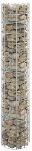 Logeirevo Outdoor Garden Galvanized Steel Circular Gabion Pole, Patio Backyard Gabion Basket Cage Planter Stand, Garden Gabion Post Raised Bed Fencing, Ø11.8x59.1,-902