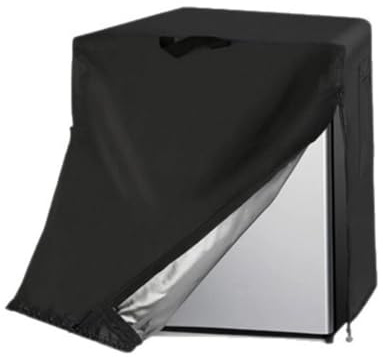 Getdoublerich Funda para nevera pequeña de 50 x 50 x 53 cm, 420D Oxford impermeable, protector antipolvo con bolsillos de almacenamiento, cordón ajustable, cubierta para electrodomésticos al aire