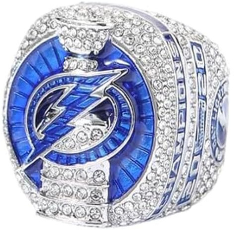 Mästerskapsring och pokal, 2020 NHL Lightning Championship Ring Replika med Cubic Zirconia trä presentförpackning Minnesak(11#)