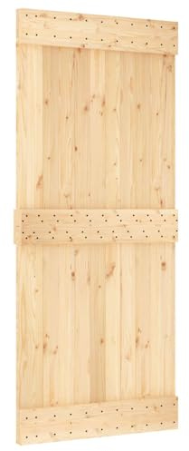 vidaXL Porta NARVIK Naturale 90 x 210 cm Legno di pino solido, Porta rettangolare moderna, in pino solido, salvaspazio, divisorio, design contemporaneo e funzionale