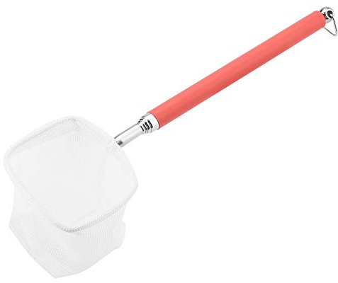 Aquarium Kescher Fischnetz Ausziehbare Teleskop Fisch Garnelen Angeln Kescher mit Edelstahl Griff für Aquarien Aquarium Fische Garnelen (Rot Quadratisch)