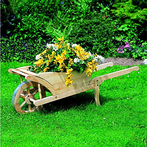 Beauty.Scouts Pflanzkarre Blumenkarre Mathilde Blumendeko Natur Kiefernholz unbehandelt 131x40x42cm Blumenkasten Pflanzschubkarre Pflanzenkarre Gartendekoration