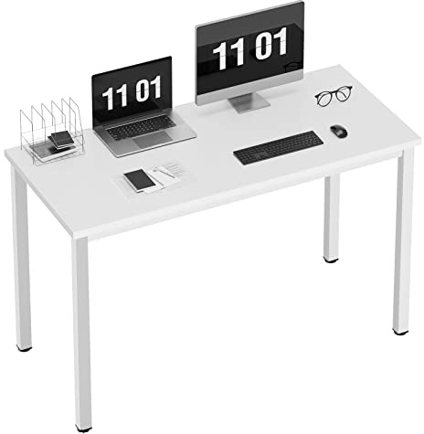 SogesPower Escritorio de computadora, Escritorio para Oficina, Mesa de computadora portátil PC, Estación de Trabajo, 120 x 60 x 75 cm, Blanco