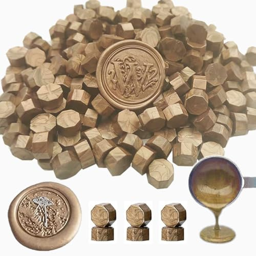 ANBOSE Lot de 500 perles de cire octogonales pour cachet de cire à cacheter (marron)