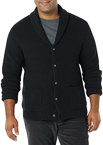 Amazon Essentials Men's Long-Sleeve Soft Touch Shawl Collar Cardigan, Black, XX-Large