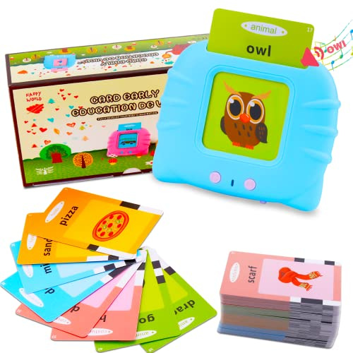 Tarjetas Flash parlantes, Juguetes de Aprendizaje para niños de 1 a 6 años, inglés británico, 224 Palabras, Juguetes educativos audibles, recursos de Aprendizaje Preescolar, Azul