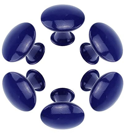 Semetall Lot de 6 boutons de commode ronds en métal de 3 cm pour tiroir de cuisine, porte, placard, bleu foncé