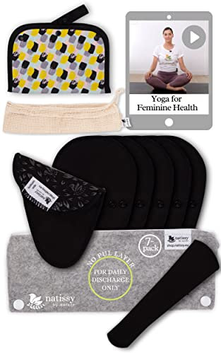 Salvaslip reutilizables antideslizantes en algodón orgánico para flujo blanco (TANGA, 7 uds); lavables a alta T°, 100% transpirables, salvaslip de tela sin olores, protección femenina diaria (sin PUL)