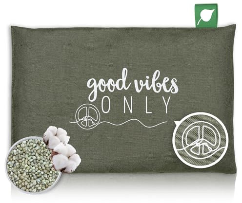 HERBALIND Hanfsamen Wärmekissen für Mikrowelle 30x20cm 600g (M) - Handmade in Germany - 100% OEKO TEX Baumwolle für Erwachsene und Kinder (CANVAS Olivgrün)