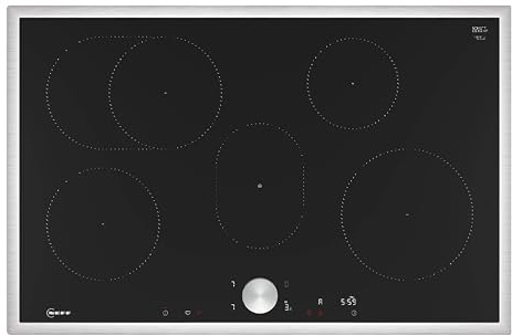 NEFF T58STF1L0, N 90, Induktionskochfeld, autarkes Glaskeramik-Kochfeld 80 cm breit, Twist Pad, Home Connect, Smart Hood Automatic, Powerstufe, aufliegend, Schwarz