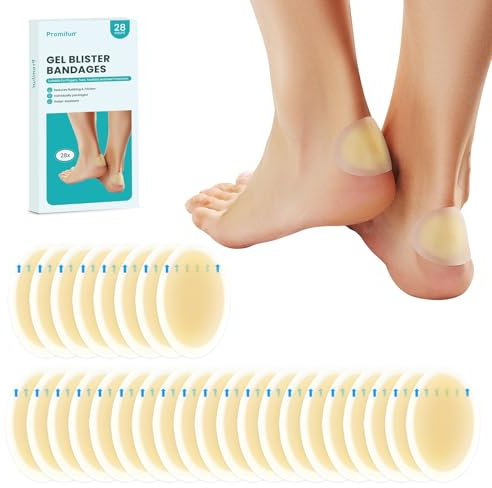Promifun Blasenpflaster Mixpack - Hydrokolloid-Pflaster für Blasen an den Fersen, 28 Stück Vorteilspack（Oval）