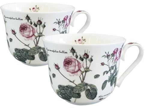 Jameson & Tailor Jumbobecher 2 er Set aus Brillantporzellan Englische Rose