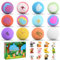 Focenat 12 Piezas Bomba de Baño Set de Regalo con Juguetes Sorpresa, Animales Marinos, Naturales Bombas de Baño de Burbujas para Niños, Sales de Baño, Regalo para Niñas Niño Amigas Mujer (C)
