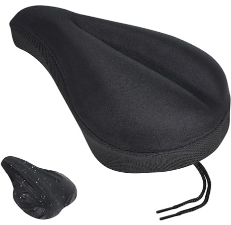 Housse de Selle de Vélo en Mousse à Mémoire de Forme Confortable, avec Housse de Pluie, Taille Universelle 28 x 19 cm, convient pour Hommes, Femmes, Enfants