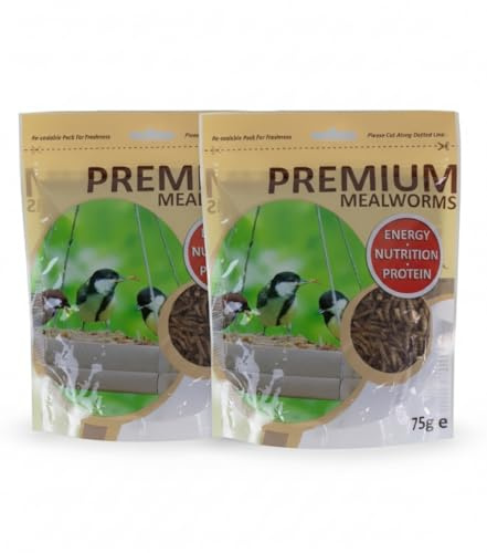 Alpha7 2 Pack Premium Dried Mealworms for Wild Birds - High Protein, Year-Round Garden Bird Food Treat - Robins, Blackbirds, Blue Tits Favourite - UK Wildlife Feed Tub