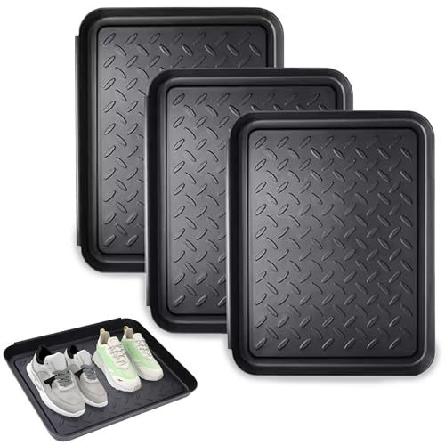 TULMERO PECZEKO skohylla, skodroppskål, set om 3 – halkfri skomatta, droppmatta av plast,, svart, 3 Stück (36 cm)