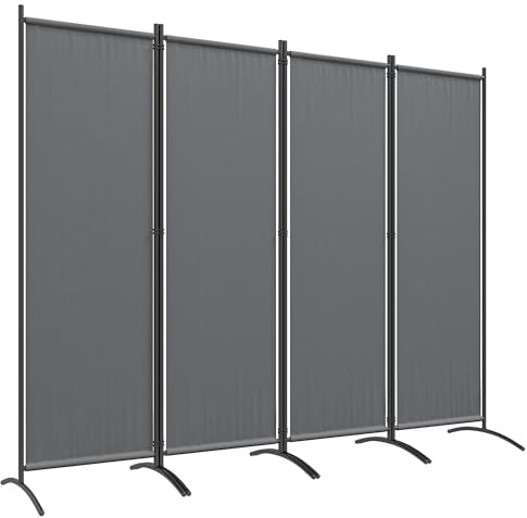 Outsunny Separé Divisorio Decorativo da Esterno a 4 Pannelli, Paravento da Giardino Alto Pieghevole, per Interno, Esterno, Balcone e Terrazzo, 221x50x172 cm, Grigio Scuro