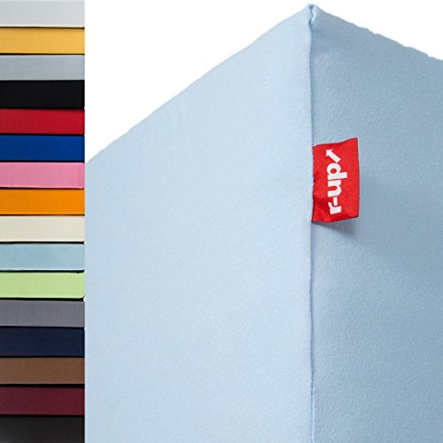 r-up Beste Spannbettlaken 140x200-160x220 bis 35cm Höhe viele Farben 95% Baumwolle / 5% Elasthan 230g/m² Oeko-TEX stressfrei auch bei 160cm Breite (hellblau)