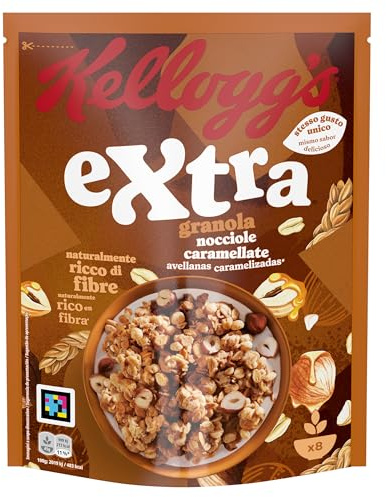 Kellogg's Cereali Extra | Gusto Nocciole Caramellate | Granola con Avena Croccante | Confezione Singola da 375g (1 x 375g)