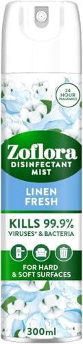 Zoflora Linen Fresh Air & Fabric Mist Spray, 1 x 300ml, Odour Eliminator, Long-Lasting Fresh Fragrance, Antibacterial & Multi-Purpose Freshener.