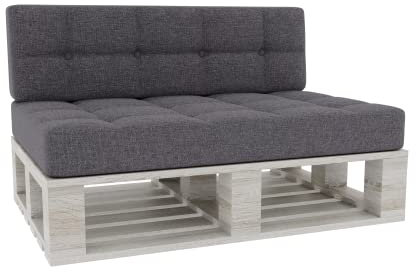 Gutekissen® Palettenkissen Gesteppte Kissen mit Knöpfen, Palettenauflagen Sitzkissen Rückenlehne Gesteppt PFG (Set (Sitzkissen 120x80 +Rückenlehne 120x40), Dunkelgrau)