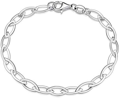 MATERIA Ankerkette Armband Silber 925 - Armkette Damen 5mm breit 19cm SA-130-Silber