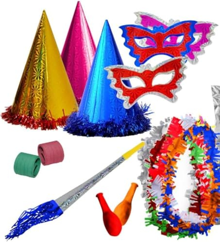 CAPRILO. Lote de 10 Bolsas de Cotillones Decorativos Trompeta Cotillón para Fiestas y Eventos. Decoración Original para Bodas, Comuniones,Cumpleaños y Fin de Año(Nochevieja).