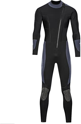 Herr våtdräkt, ultra stretch 5 mm neopren en del varm solskydd våtdräkt dragkedja fram för vattensport badkläder långärmad, för simning/snorkling/dykning/surfing/dykning, Svart, 4XL