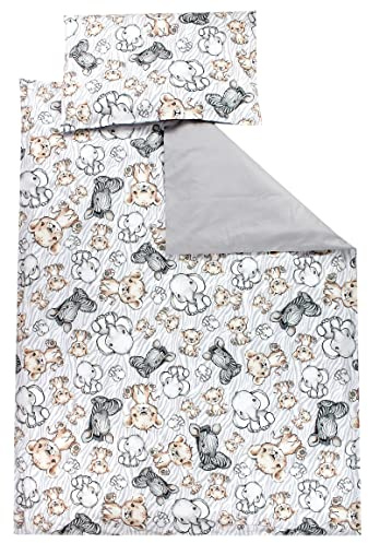 TupTam Set di Biancheria da Letto per Bambini Ragazzi Ragazze 2 Elementi, Safari/Grigio, 135x100 cm