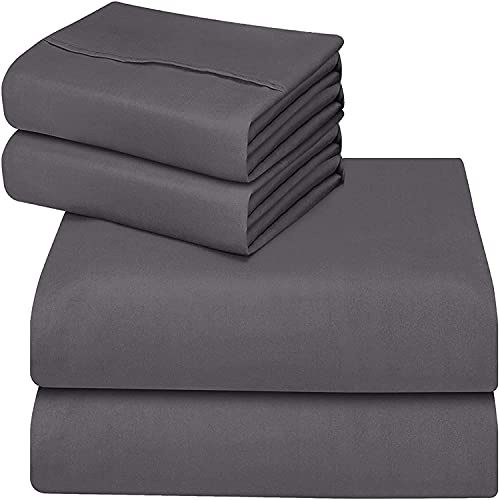 ComfyWell Extra djupa dra-på-lakan för super king size-säng – djup ficka (35 cm) – mjukt borstat mikrofibertyg, grå sängkläder – krympnings- och blekningsbeständigt. (Super King (180 x 200 cm), grå)