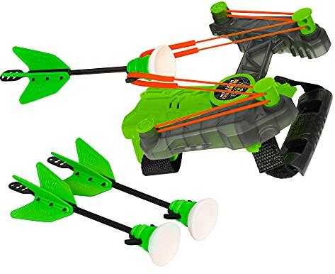 Zing Air Hunterz - Arco de muñeca – Incluye 1 lazo de muñeca y 3 flechas de ventosa, lanza flechas de hasta 45 pies (verde) para edades de 8 años en adelante