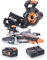 Evolution R185SMS-Li Akku-Gleitgehrungssäge mit Mehrzweck-Schneide, 45° Fasen-, 50° Gehrungsschnitte, 850 W – 4 Ah Akku & Ladegerät und 185 mm TCT-Sägeblatt im Lieferumfang enthalten, 3 Jahre Garantie