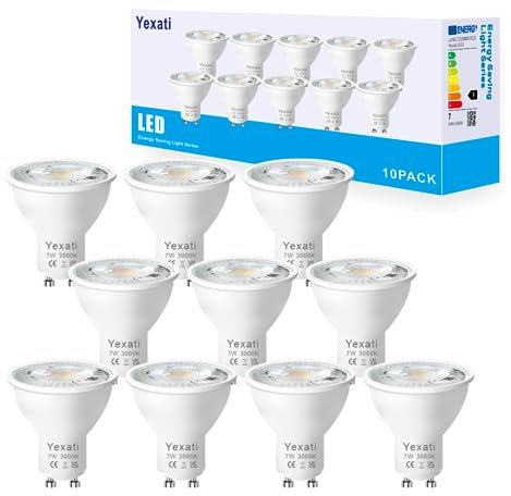 Yexati GU10 Led Lampe Warmweiss,7w Ersetzt 80w Glühbirne,660LM,3000k Warmweiß Leuchtmittel,Abstrahlwinkel 120°Reflektorlampen,Nicht Dimmbar,10 Stück