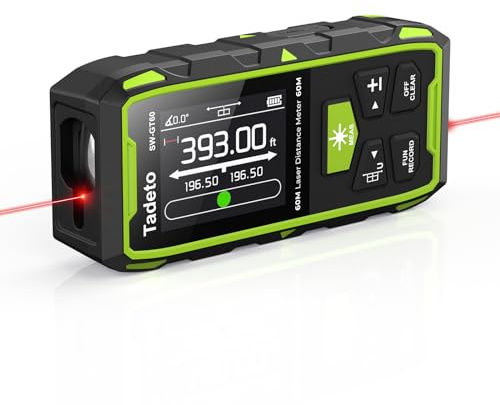 Tadeto Dual Laser Measuring Tool, 393FT/120M Bilateral Laser Measurement Tool Backlit LCD Display, Rechargeable Laser Measure with Ft/in/M Multiple Units Length/Area/Volume/Angle