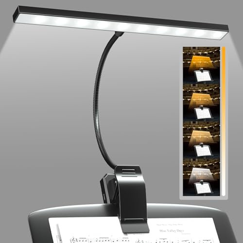 BrightArk 30 LED Superhell Notenpultleuchte,Notenpultleuchte Licht,Lampe für Notenständer zum Aufklemmen auf Orchester,12 Stufen Dimmbar,Wiederaufladbar,Perfekt für Klavier,Orchester,Noten,Gitarree