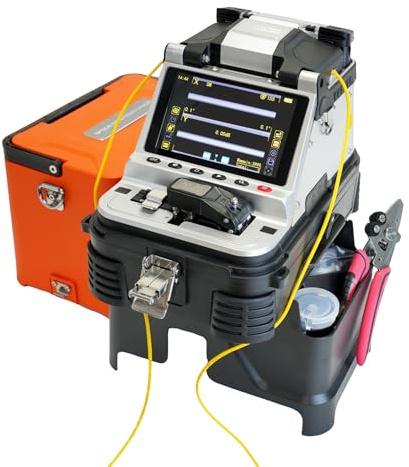 ALLGRIIT AI-20 Soudeuse Fibre Optique avec Cliveuse électrique, kit d'épissure de fibre optique AI-20 Mise à niveau de AI-10A avec épissure et chauffage rapides OPM VFL Batterie 7800mAh