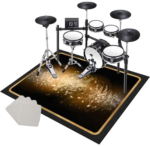Tapis de Batterie Antidérapant Insonorisant 120 x 70 cm Tapis de Tambour Insonorisé pour Batteurs, Tapis d'absorption des Vibrations, Moquette Antidérapante Tapis de Sol pour Instruments de Musique