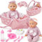 vamei Puppenzubehör Puppen Zubehör mit Puppenbett Puppenwindeln für 30cm Puppen, Tragbares , Geschenk für Mädchen Junge ab 3 Jahren, Rollenspiel Spielzeug
