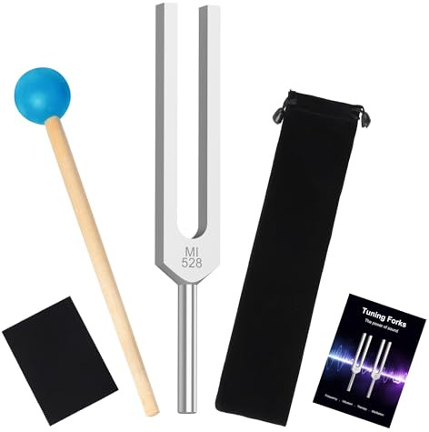 DiDiBirDi 528Hz Stimmgabel Aluminiumlegierung Silikonhammer, Verpackt in weichen Samtbeutel für die Yoga, Entspannung