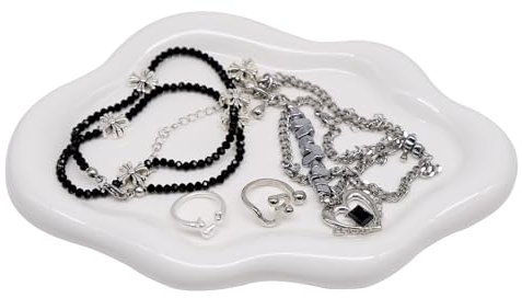 Vassoio per Gioielli in Ceramica, Piattino Portagioie a Forma di Nuvola, Piatto per Anelli, Piccolo Vassoio Chiavi, Organizzatore di Gioielli per Festa Della Mamma, Regalo di Compleanno per le Donne