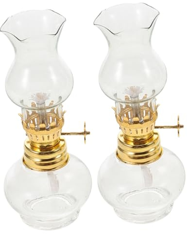 Alipis Lámparas de Aceite de Vidrio Retro para Interiores, Juego de 2 Piezas, Luz Decorativa Segura y Portátil para Emergencia, Capacidad 30ml, Adecuado para Decoración de Mesa