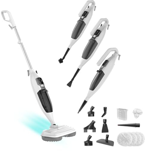 Torder Steam Mop, Floor Scrubber Steam Spin Mop for Hard Floors Deep Cleaning,Multipurpose Handheld Steam Cleaner with 13 Accessories for Multiple Floors,550ml Capacity,30 Second Heat-Up