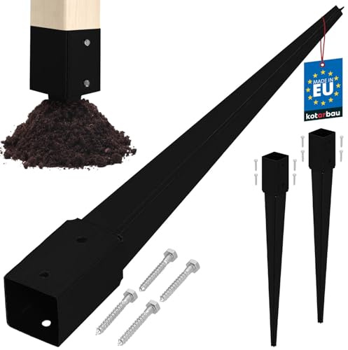 KOTARBAU® 2 supporti per pali da infilare, 51 x 51 x 600 mm, in acciaio zincato verniciato a polvere, manicotto di ancoraggio a terra per recinzioni da giardino