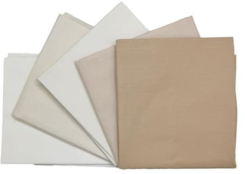 Paquete de 5 retales de tela de percal 100% algodón natural, para costura, patchwork, manualidades | 48,3 x 50,8 cm (Simply Naturals)