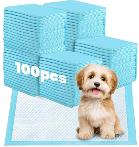 Jukibole Hunde Trainingspads 60x60cm – 100 Stück Einweg Unterlagen, 6-lagige PIPI Matten für Welpen & Hunde, Ultra Saugfähig, Auslaufsicher & Geruchsneutral, Blau, Baby Einweg Wickelunterlagen