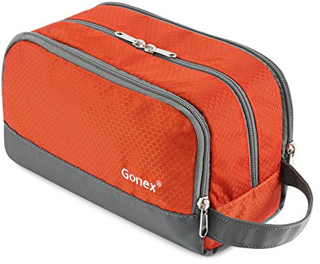 Gonex Men Toiletry Bag with Strap Sport Style Repellent Showerproof Nylon Orange