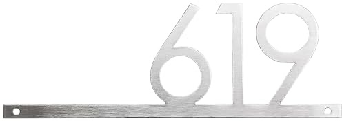 GUIZZO Creart - Numero Civico Esterno con Sbarra in Acciaio Inox, Targa Personalizzata con Numeri Civici Esterni, Via e/o Famiglia Made in Italy, Targhetta Personalizzata Porta Ingresso, 16x5.5H cm