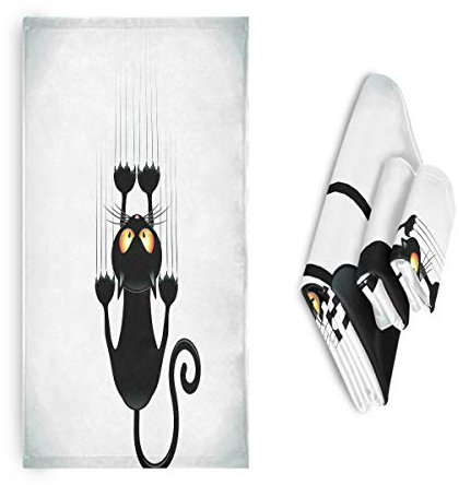 JUMBEAR Set di asciugamani da bagno con motivo gatto, altamente assorbente, confortevole, asciugamano e asciugamani da bagno, 3 pezzi
